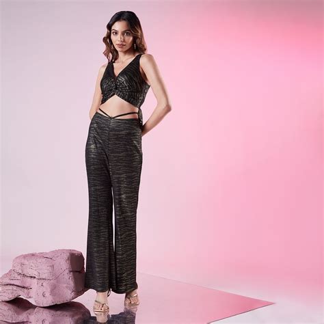 Buy Twenty Dresses by Nykaa Fashion Black Self Design Bootcut High ...