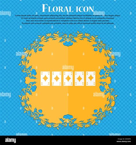 A royal straight flush playing cards poker hand in hearts icon. Floral ...