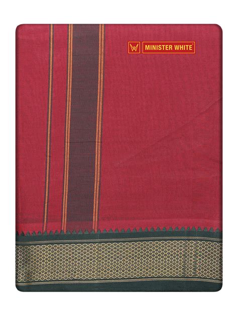 Men's Cotton Maroon Color Assorted Border Panchakacham 9 X 5 ...