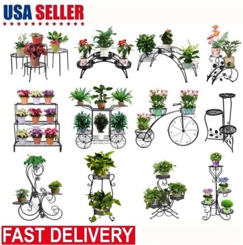 Buy Metal Flower Pot Rack Plant Display Stand Shelf Wrought Iron Holder ...