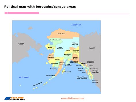 Alaska Borough map - Editable PowerPoint Maps