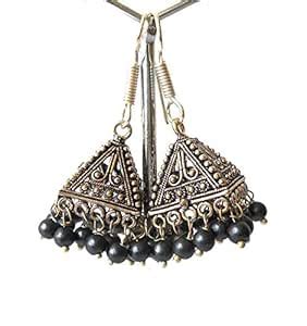 Buy ashy beaded german silver jhumka at Amazon.in