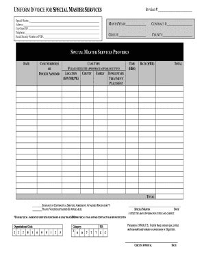 Fillable Online UNIFORM INVOICE FOR SPECIAL MASTER SERVICES Fax Email ...