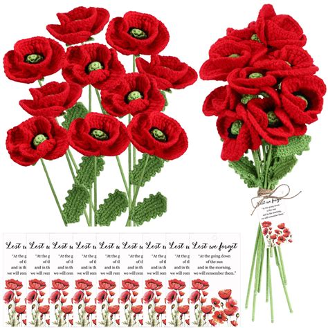 Amazon.com: Tatuo 12 Set Veterans Day Gifts Bulk Poppy Flower Memorial ...