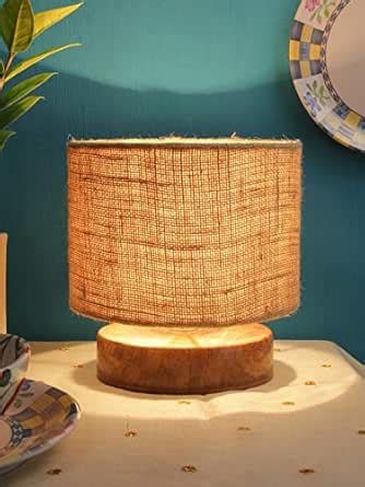 Buy AMDHOME Jute Shade Table Lamp, Night Lamp with Wood Base (7 Inches ...
