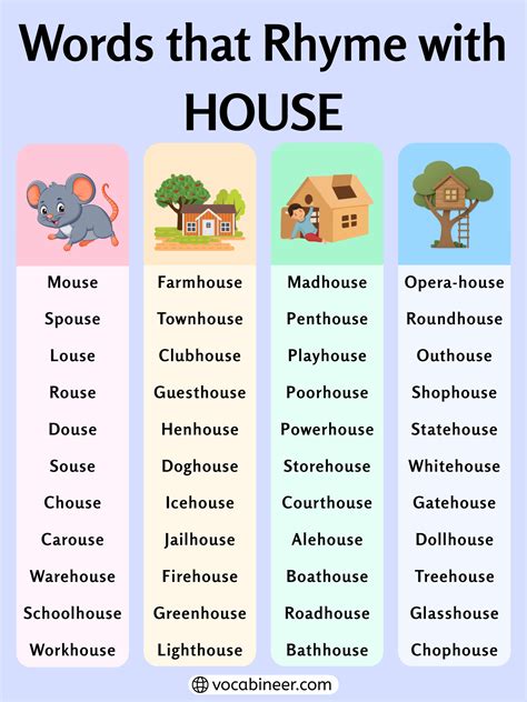 891 Beautiful Rhymes with House for Poems