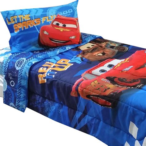 Amazon.com: 4pc Disney Cars Twin Bedding Set Lightning McQueen City ...