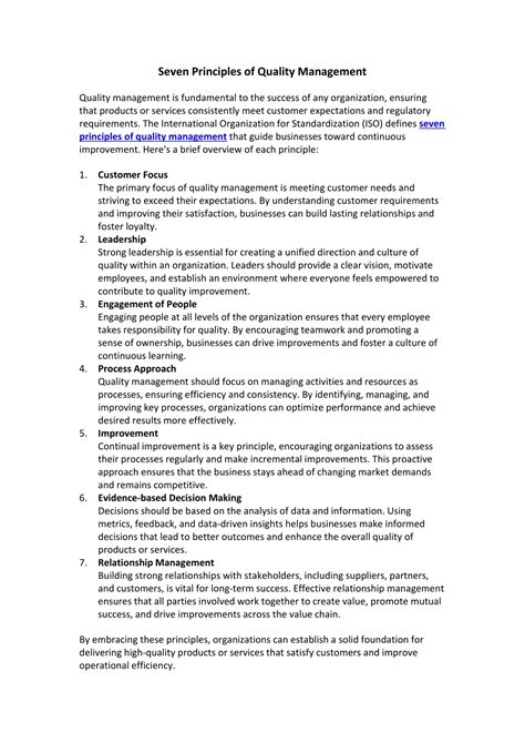 Image result for Development of Quality Management Principles