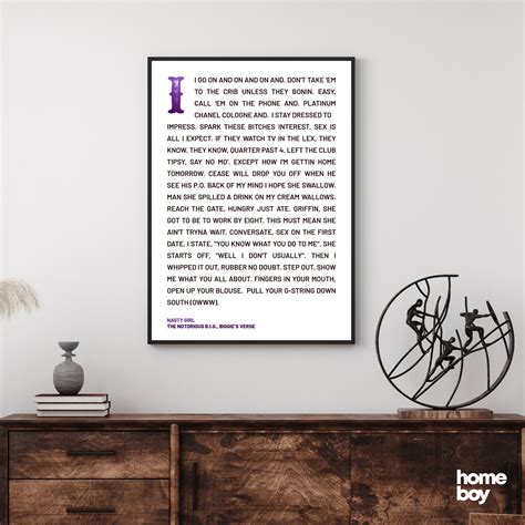 The Notorious B.I.G. Nasty Girl Lyrics Poster Rap Lyrics Wall Art ...
