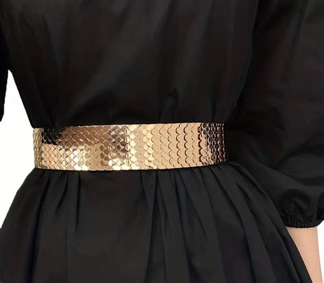 Fish Scales Shiny Metal Wide Belts – bijouxblingstore
