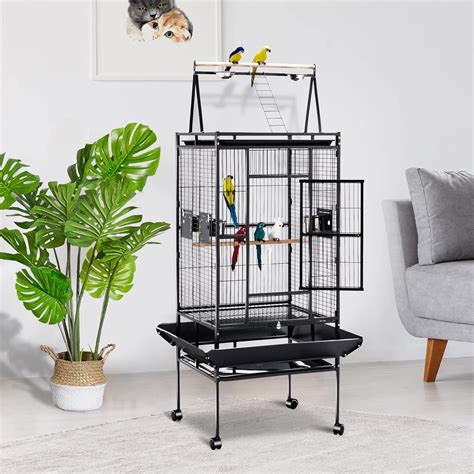 Buy Homguava Bird Cage with Play Top and Rolling Stand Bird Cage for ...