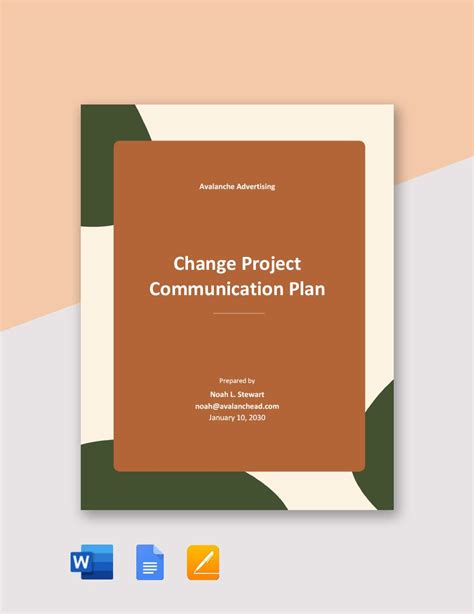 Change Management Communication Plan Template in PDF, Word, Google Docs, Pages - Download ...