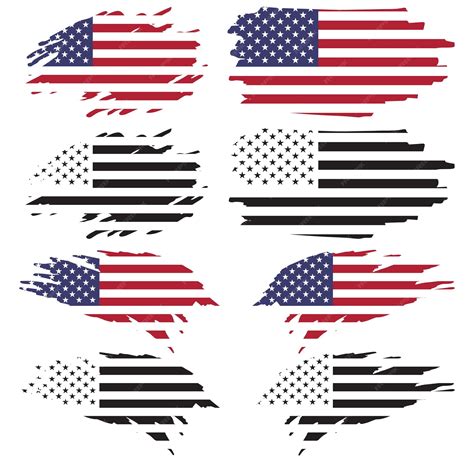 Premium Vector | American flag silhouette grunge usa flag set vector ...