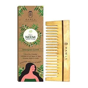 Buy Rawls Handmade Kacchi Neem Wood Comb for Hair Growth, Hairfall ...