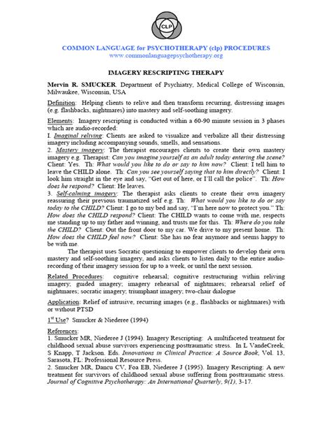 Image result for Schema Therapy Example of Imagery Rescripting