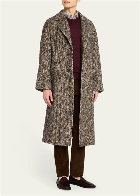 Anderson & Sheppard Men's Herringbone Raglan Overcoat - Bergdorf Goodman