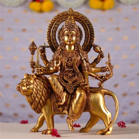 Buy Aone Polyresin India Durga ma Sitting on Lion Statue , 10 ...