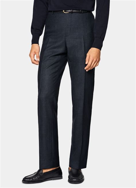 Navy Checked Tailored Fit Havana Suit in Wool Silk Linen | SUITSUPPLY