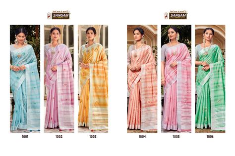 Sangam Kavya catalog Designer Linen Saree catalog