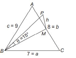 A lamp post is situated at the middle point M of the side A C of a ...