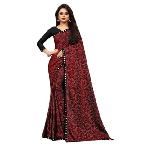 Lovely Lycra Solid Saree With Blouse Piece – Jagstore.in