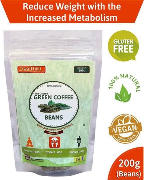 healthfit Organic Green Coffee Bean with Decaffeinated & Unroasted ...