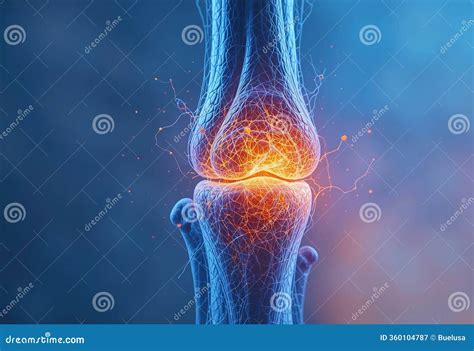 Digital Illustration of a Human Knee Joint Affected by Gout, Depicting Inflammation and Uric ...