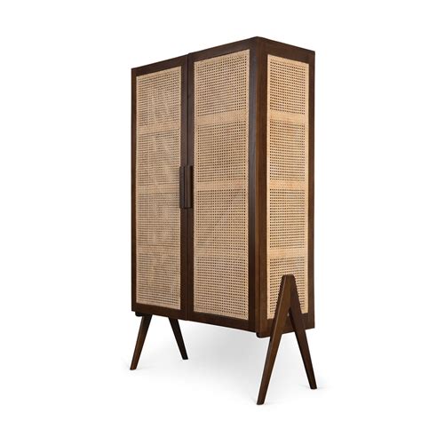 Chandigarh Solidwood & Cane Wardrobe | Premium Living Room Furniture ...