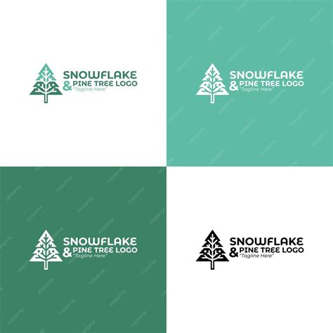 Snowflake and pine tree logo | Premium Vector