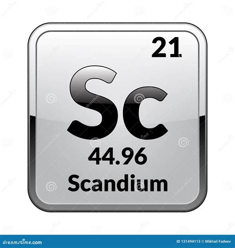 Scandium Symbol.Chemical Element of the Periodic Table on a Glossy ...