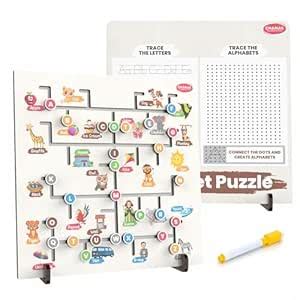 Buy Aditi Toys 3-in-1 Wooden Alphabet Learning Board for Kids, Includes ...