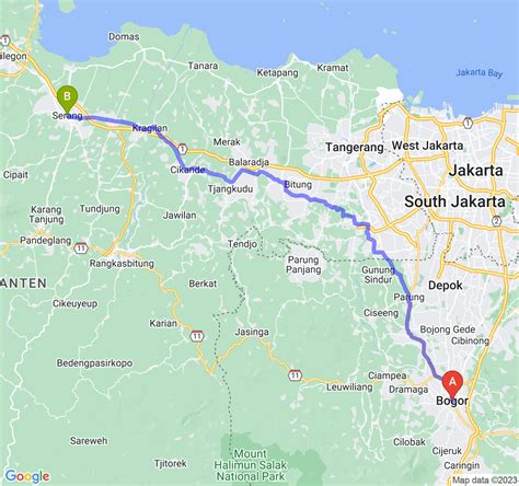 Jarak dan Waktu yang Dibutuhkan dari Kota Bogor ke Kota Serang – Navi.id
