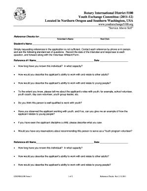 Sample Reference Check Questions - Rotary Youth Exchange ...