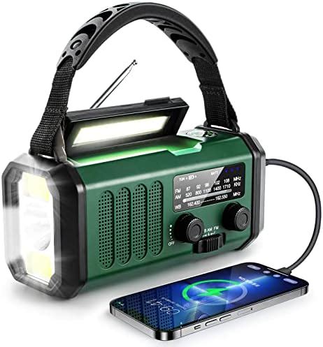 10000mAh Crank Radio, Emergency Radio, Solar Radio, NOAA/AM/FM Weather ...