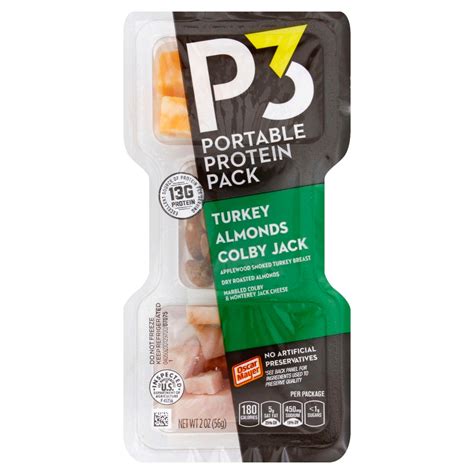 Oscar Mayer, P3 Portable Protein Pack, Turkey, Almonds, and Colby Jack ...