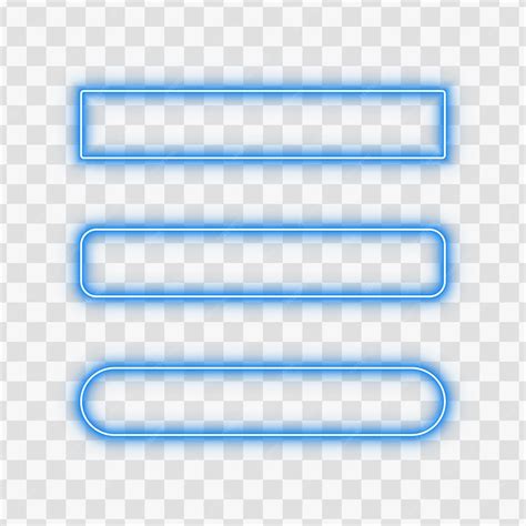 Bright blue neon glow rectangle frame border light transparent ...