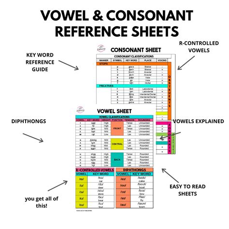 Phonetics Consonant & Vowel Reference Sheets, SLP Consonant and Vowels Guide, Phonetics Study ...