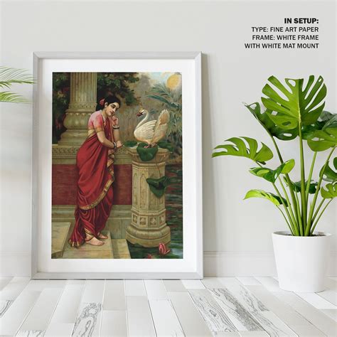 A swan telling damayanti of nalas Painting & Wall Art Print by Raja ...
