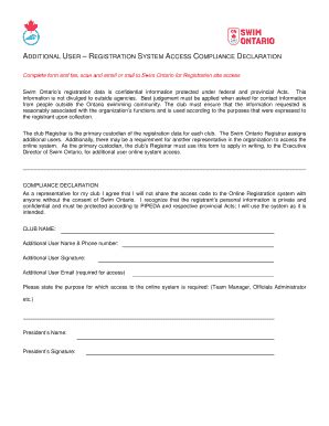 Fillable Online ADDITIONAL USER REGISTRATION SYSTEM ACCESS COMPLIANCE ...