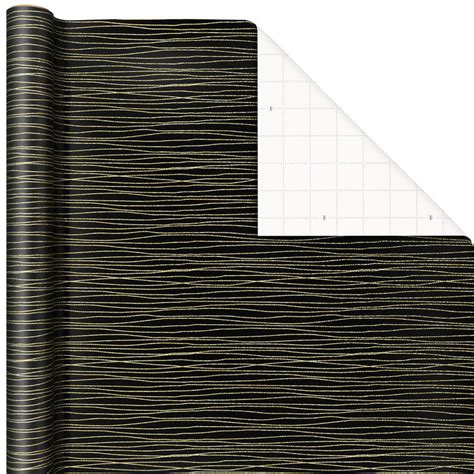 Gold Stripes on Black Wrapping Paper, 17.5 sq. ft. - Wrapping Paper ...