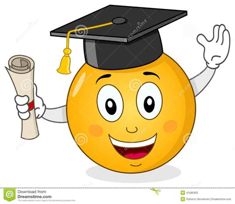 Smiley With Graduation Hat & Diploma Stock Vector - Illustration ...