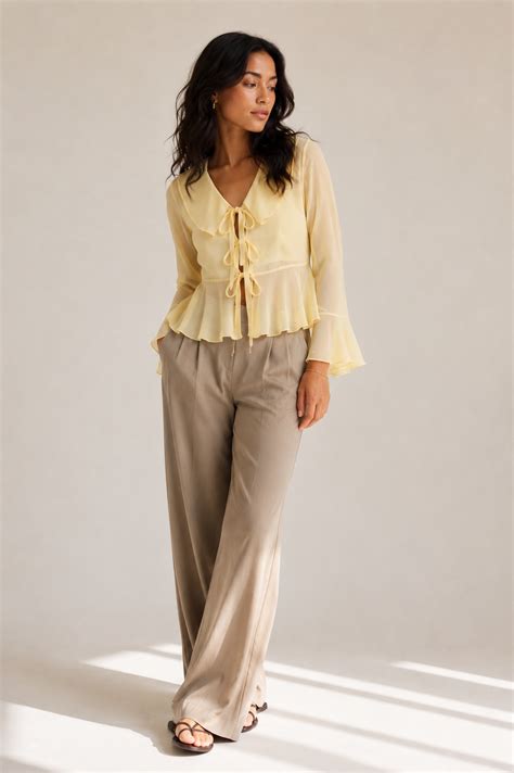 RUFFLED SHEER TOP - BUTTER YELLOW – MEDH