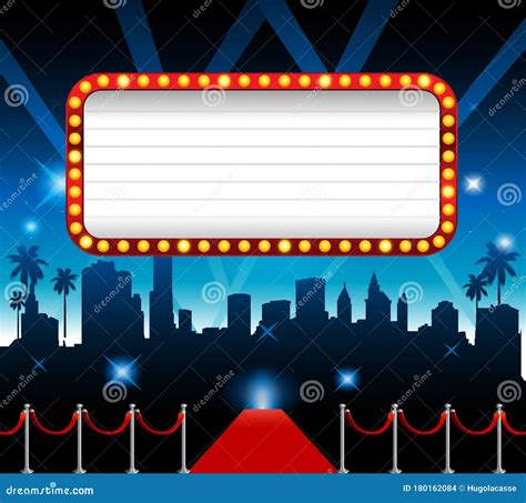 Theater Sign Red Carpet Hollywood Banner Film Premiere Vector ...