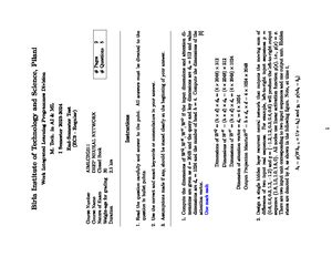 [Solved] BITS PILANI sample question papers for Closed Book Mid ...