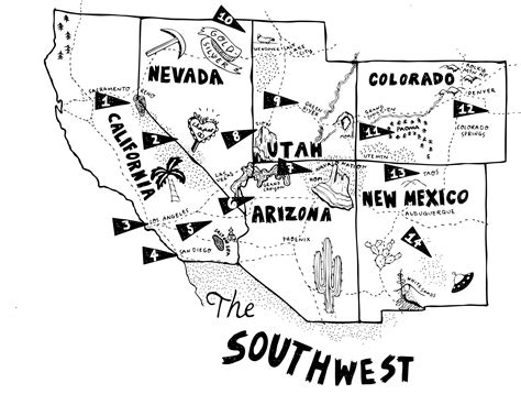 Map Of South West Us Region Regions Of The United States In The 1800s,