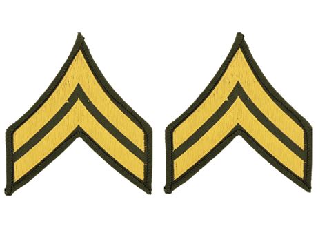 United States Army Rank E4 Corporal Patches, Dress Green, with Iron-On ...