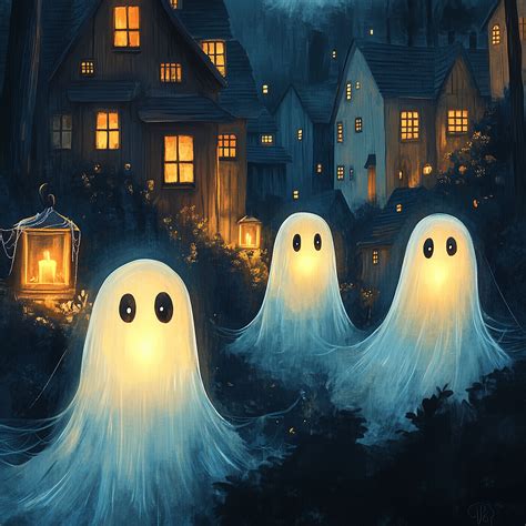 Download wallpaper 2780x2780 ghosts, house, lantern, art, night ipad ...