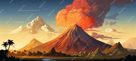 Image result for Exploding Volcano Landscape Simple