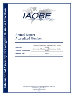 Fillable Online ubis-geneva IACBE Annual Assessment Report 2013-2014 ...