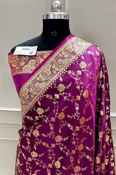 Purple Jangla Katan Silk Banarasi Saree – Mohsin Textiles